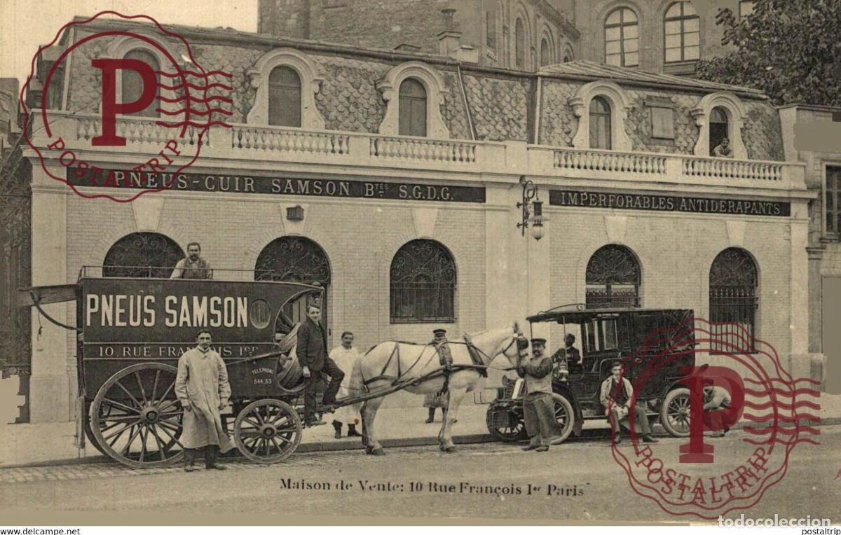 Postcards: PARIS VIII- MAISON DE VENTE DES PNEUS SAMSON- BEL ATTELAGE- BELLE AUTOMOBILE VOITURE AUTOMOBILES