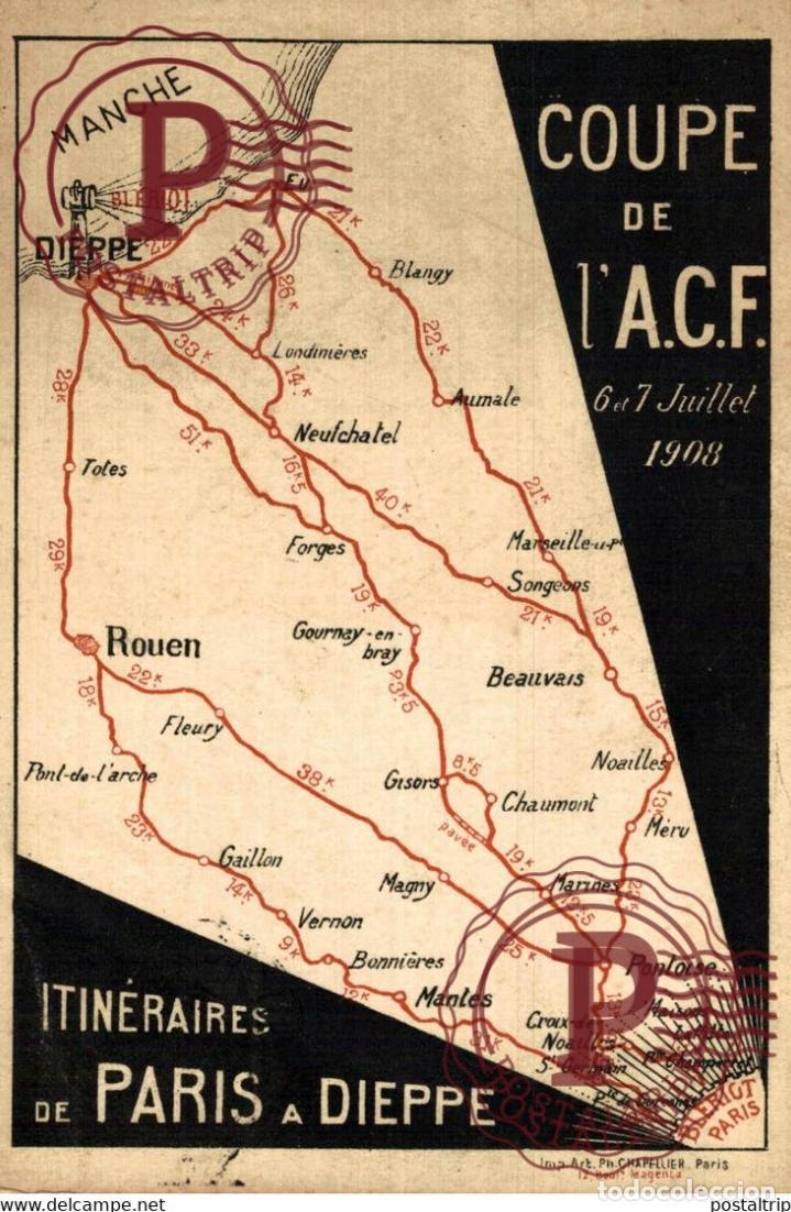 Postcards: COURSE AUTOMOBILE PARIS-DIEPPE - COUPE DE LA.C.F. - DIEPPE - AUTOMOBILE BLERIOT AUTOMOBILE VOITUR