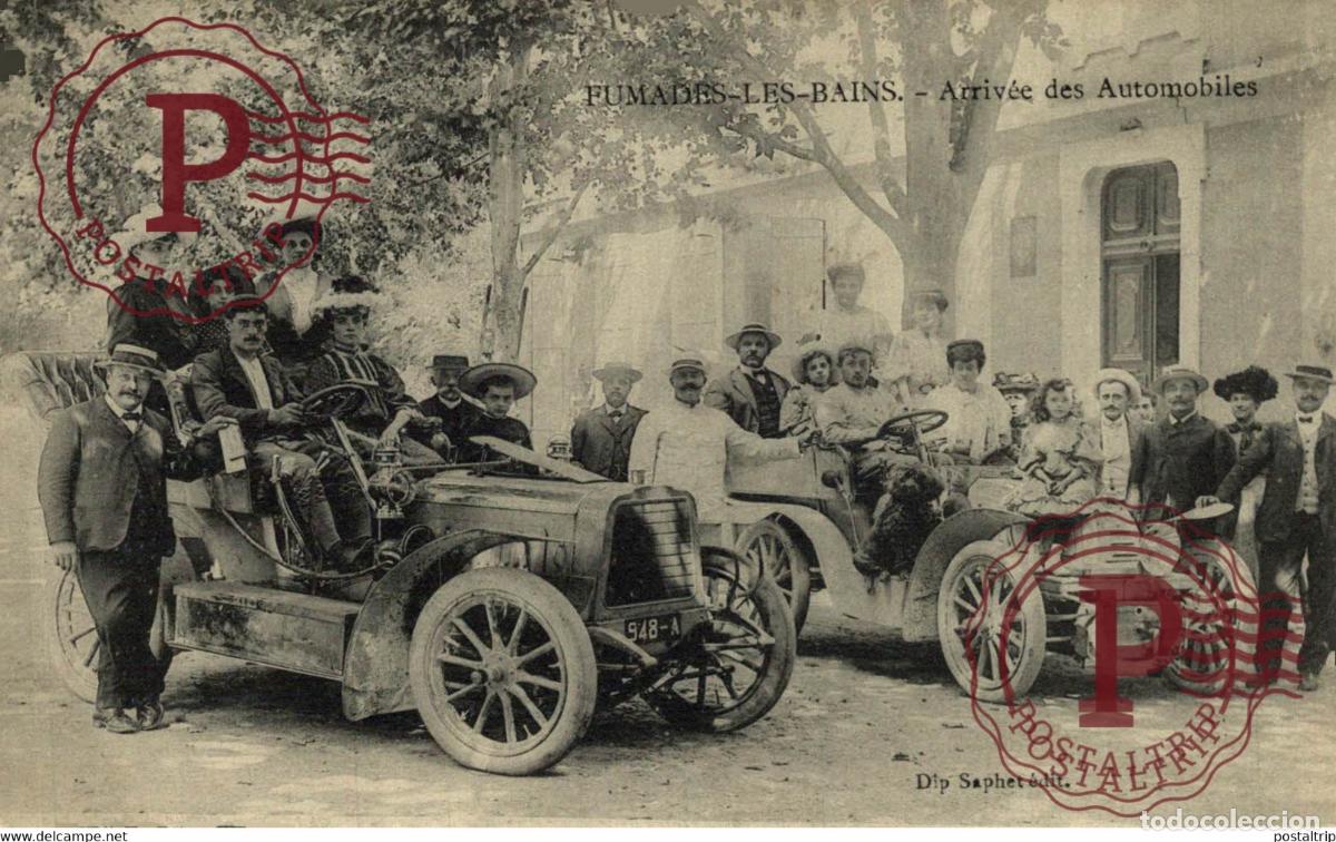 Postales: Fumades les Bains - arriv&eacute;e des automobiles 30 GARD