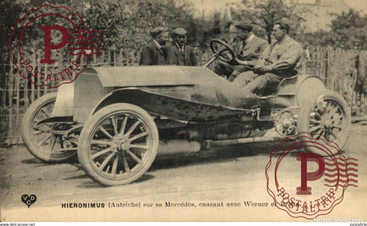 Postales: AUTRICHE - HIERONIMUS Sur sa Merc&eacute;d&egrave;s, causant avec Werner et Braun
