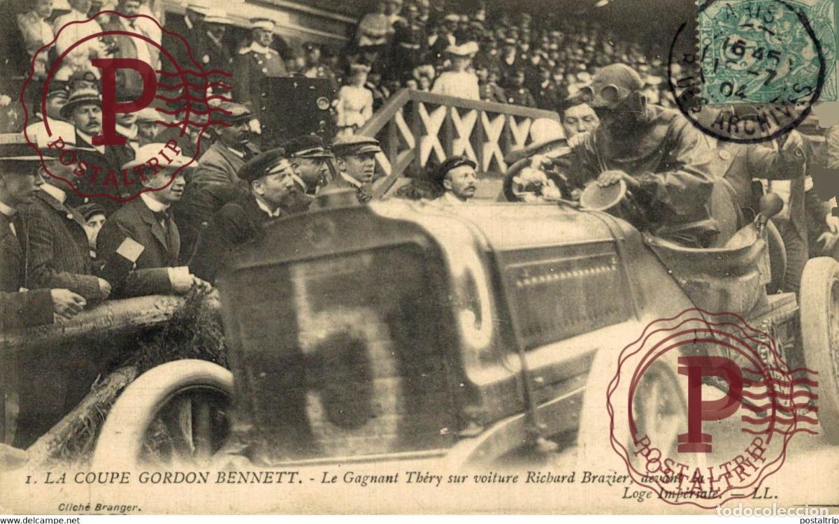 Postales: Gordon Bennet - Le gagnant THERY sur voiture Brazier
