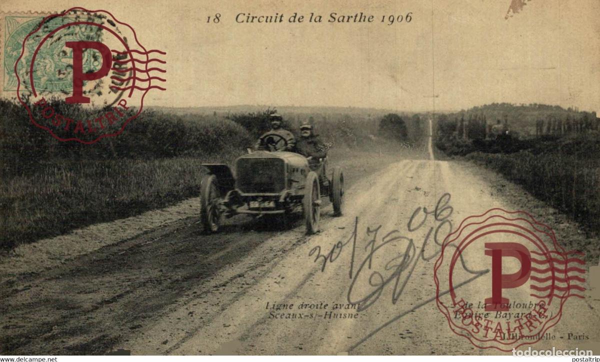 Postales: CIRCUIT DE LA SARTHE - 1906 - DE LA TOULOUBRE &eacute;quipe Bayard-Cl&eacute;ment - Grand Prix de lACF