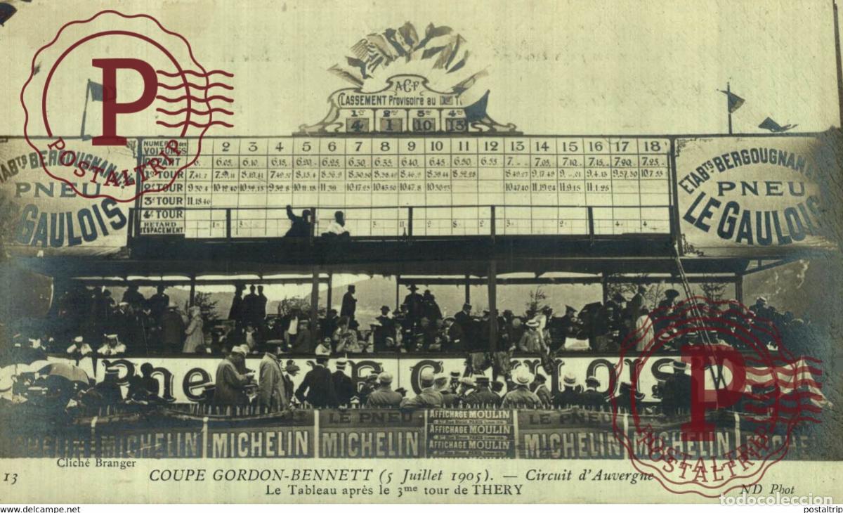 Postales: RARE RPPC COUPE GORDON BENNETT COUPE GORDON BENNETT .CIRCUIT D,AUVERGNE JUILLET 1905.TABLEAU APRES L