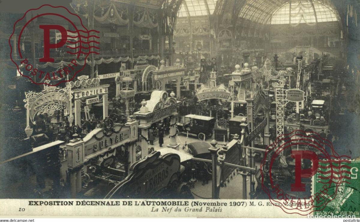 Postales: cliche rare 75 PARIS EXPOSITION DECENNALE DE LAUTOMOBILE 1907 1908 - La Nef du Grand Palais