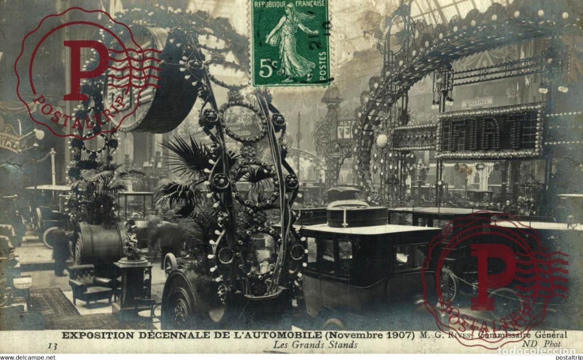 Postales: Paris : Exposition Decennale de LAutomobile,Novembre 1907, Les Grands Stands CARTE PHOTO