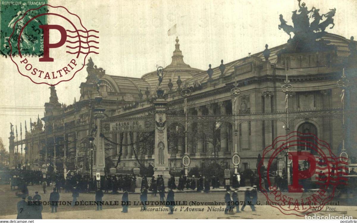 Postales: CARTE PHOTO PARIS - Exposition D&eacute;cennale de lAutomobile 1907 - D&eacute;coration de lAvenue Nicolas II
