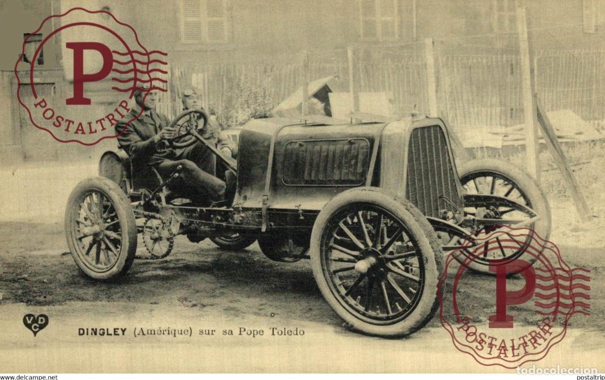 Postales: Dingley Amerique sur sa Pope Toledo Automobile VOITURE AUTOMOBILES