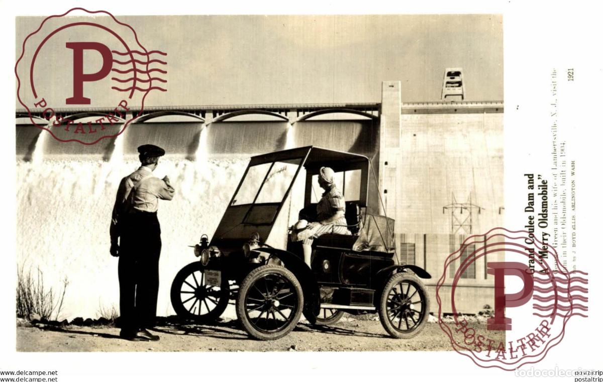 Postales: OLDSMOBILE GRAND COULEE DAM AND MERRY OLDSMOBILE Bryan Goodman Collection