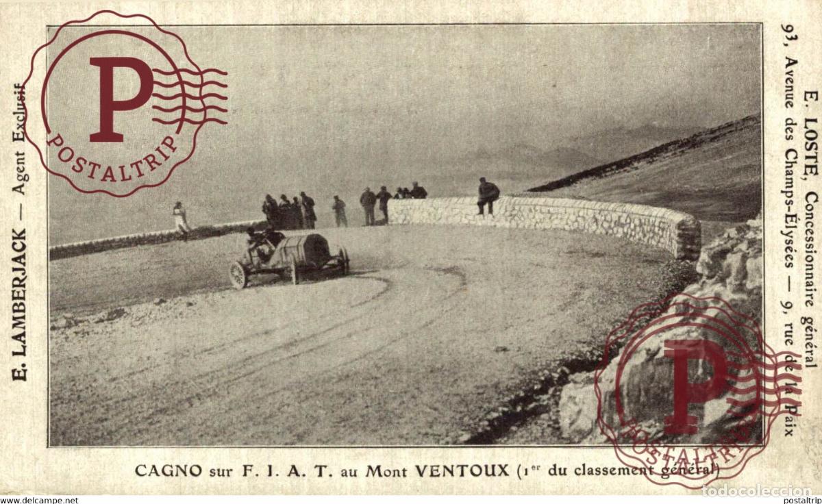 Postales: MONT VENTOUX 84 CAGNO SUR FIAT AU MONT VENTOUX 1er AU CLASSEMENT GENERAL PUBLI E LOSTE CONCESSION