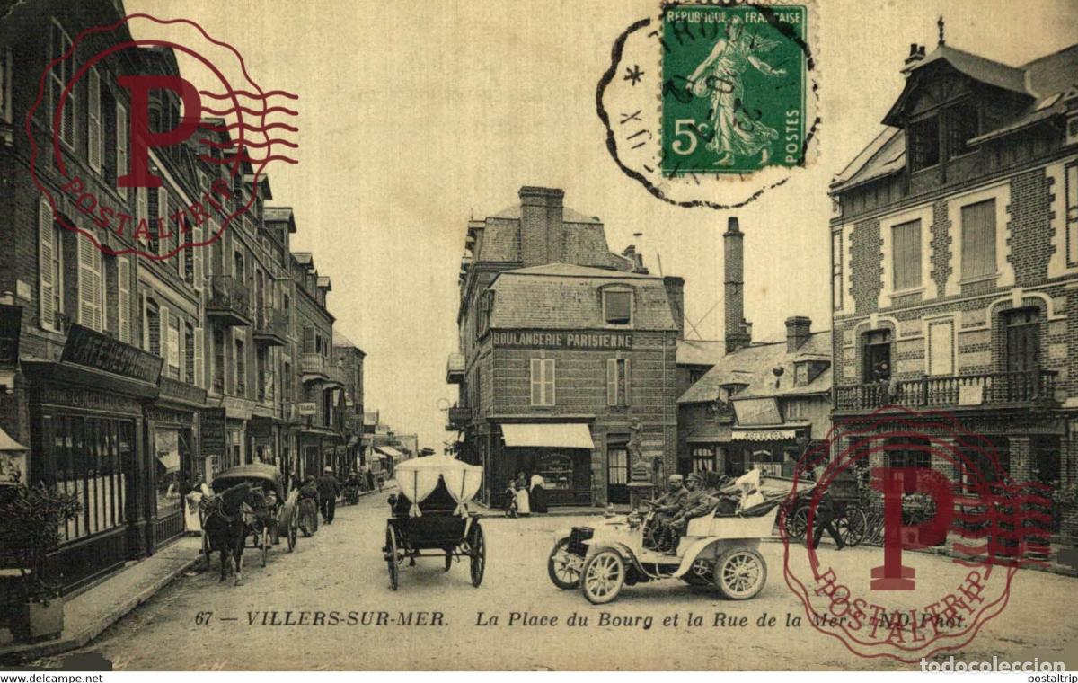Cartes Postales: VILLERS-sur-MER 14 Place du Bourg et Rue de la Mer Automobile - Attelages