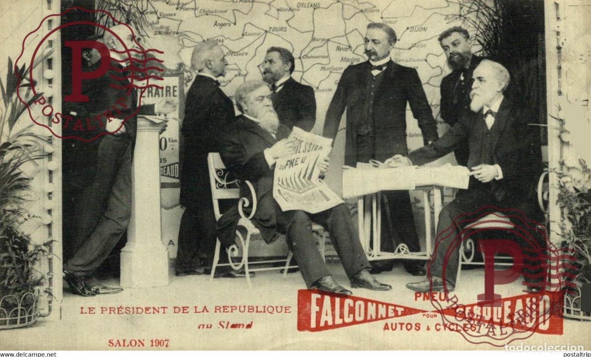 Cartes Postales: SALON DE LAUTO 1907 LE PRESIDENT DE LA REPUBLIQUE AU STAND FALCONNET PERODEAUD