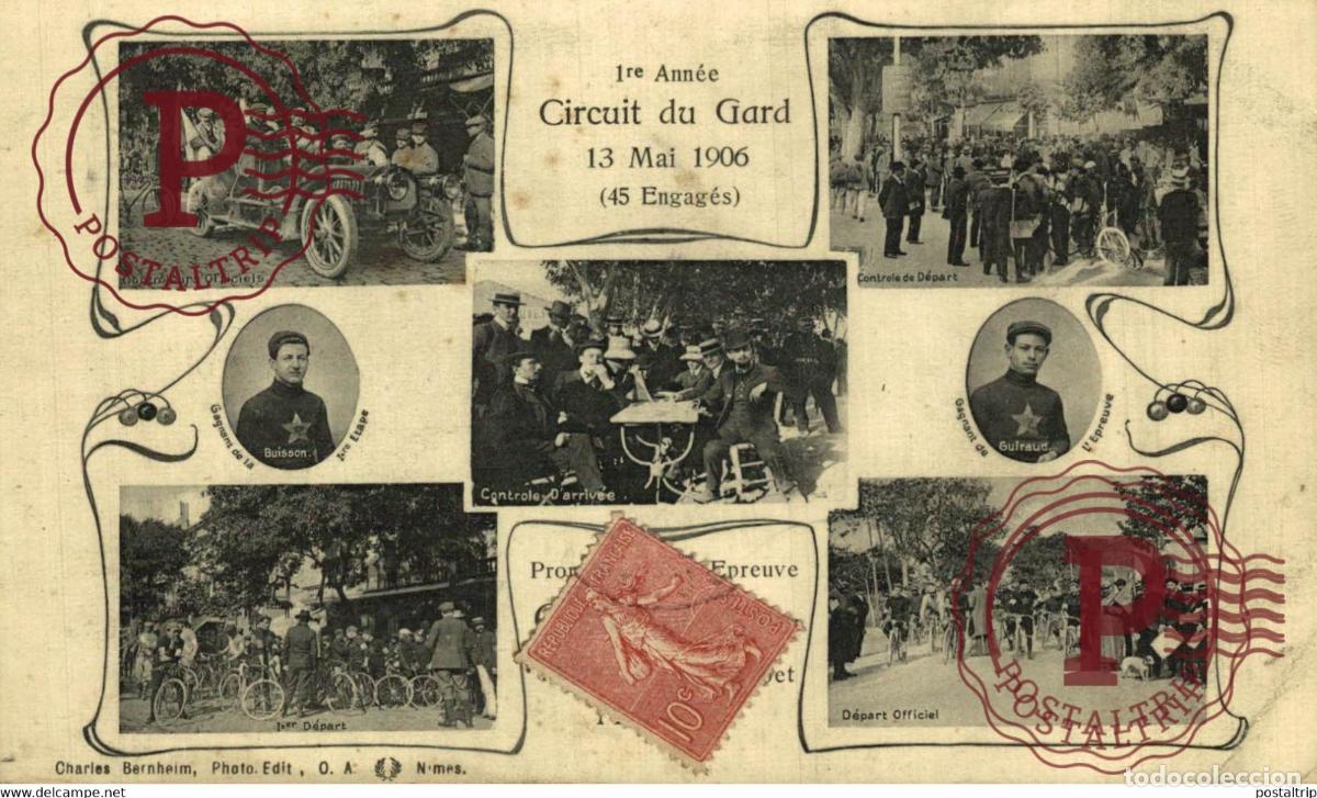 Postcards: GARD 30 - NIMES - CIRCUIT DU GARD 13 MAI 1906 - COULANGE-CYCLES - CYCLISME - CYCLISTES