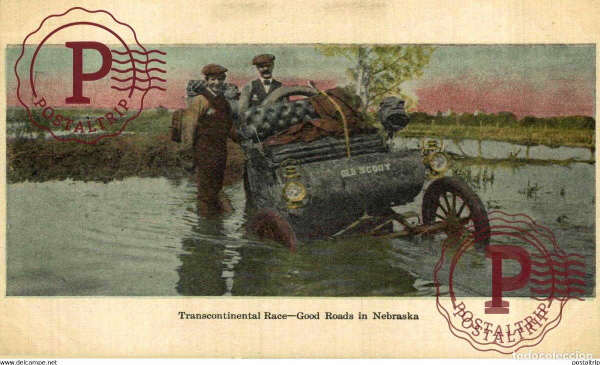 Cartes Postales: TRANSCONTINENTAL RACE - GOOD ROAD IN NEBRASKA - AUTOMOBILE