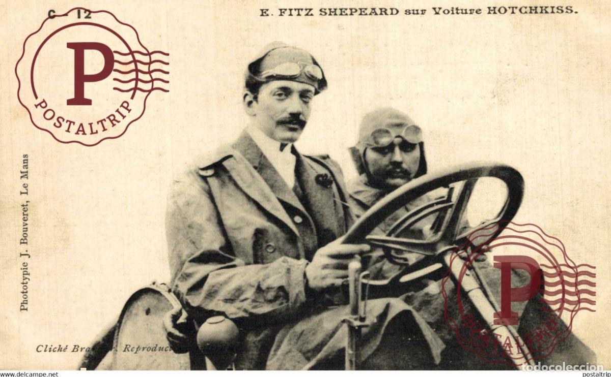 Cartes Postales: RARE LE MANS E. FITZ SHEPEARD SUR VOITURE HOTCHKISS