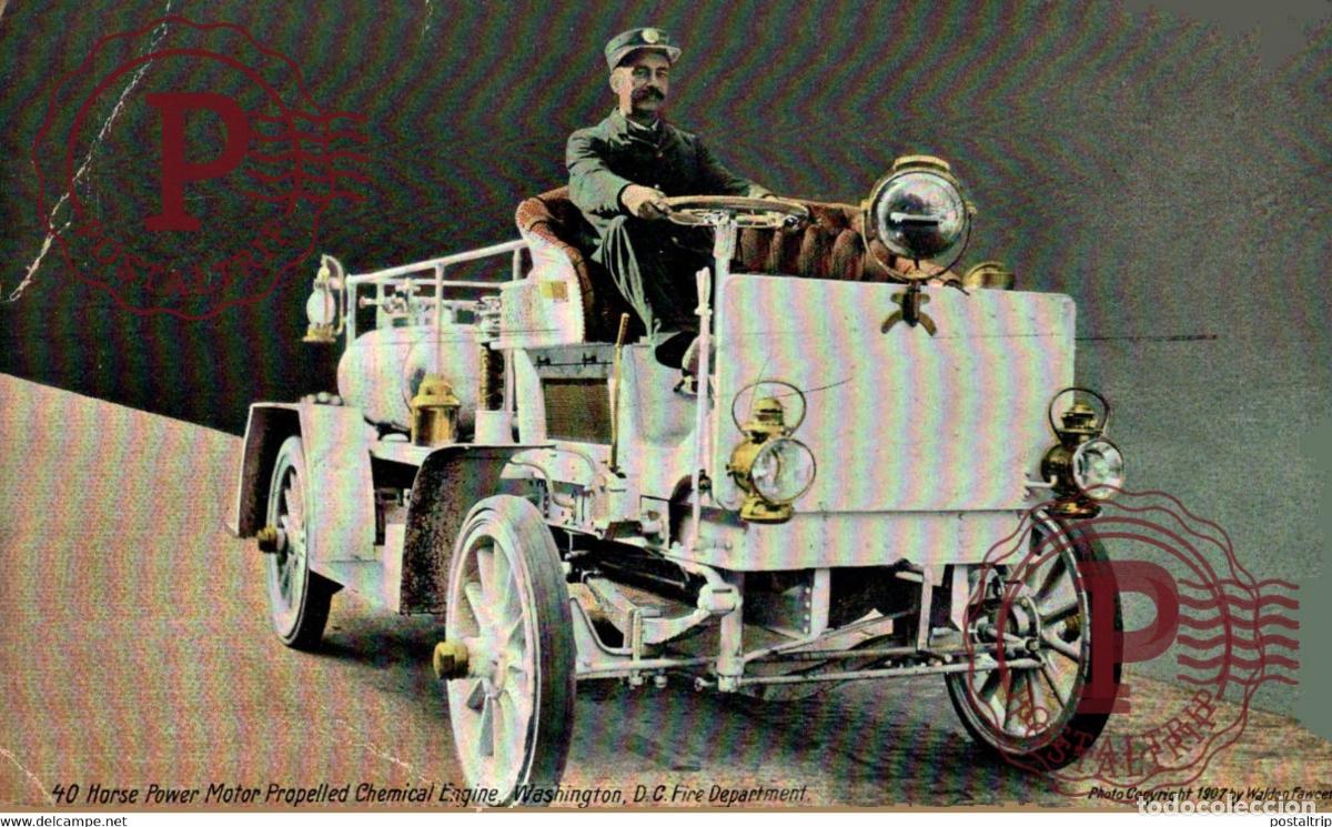 Cartes Postales: TRES RARE BUT CRACK LEFT CORNER HORSE POWER MOTOR PROPELLED CHEMICAL ENGINE WASHINGTON DC FIRE DEPAR
