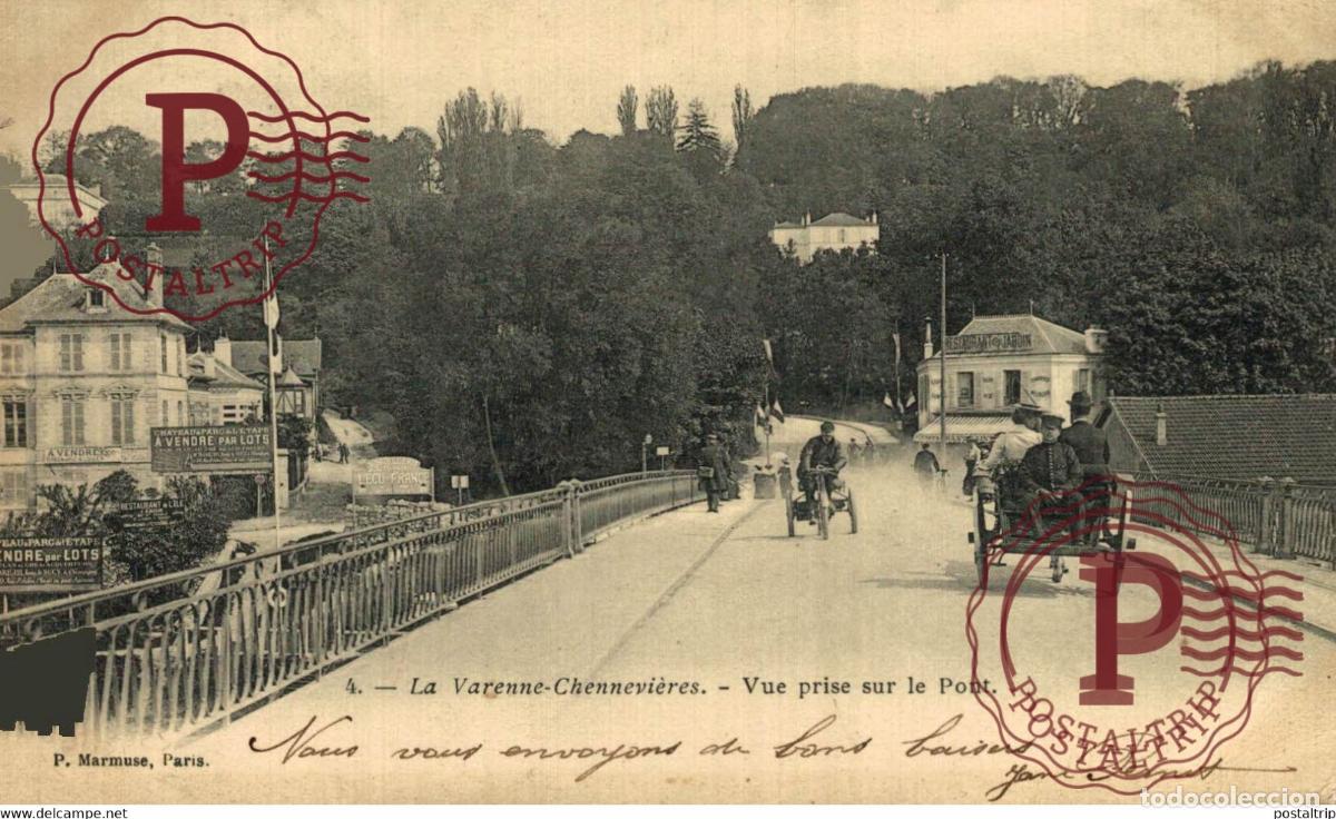 Cartes Postales: LA VARENNE CHENNEVIERES VUE PRISE SUR LE PONT Automobiles