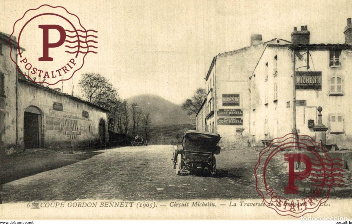 Postales: ciicuit dauverne - 63 - coupe gordon bennett 1905 - la traversee de la baraque