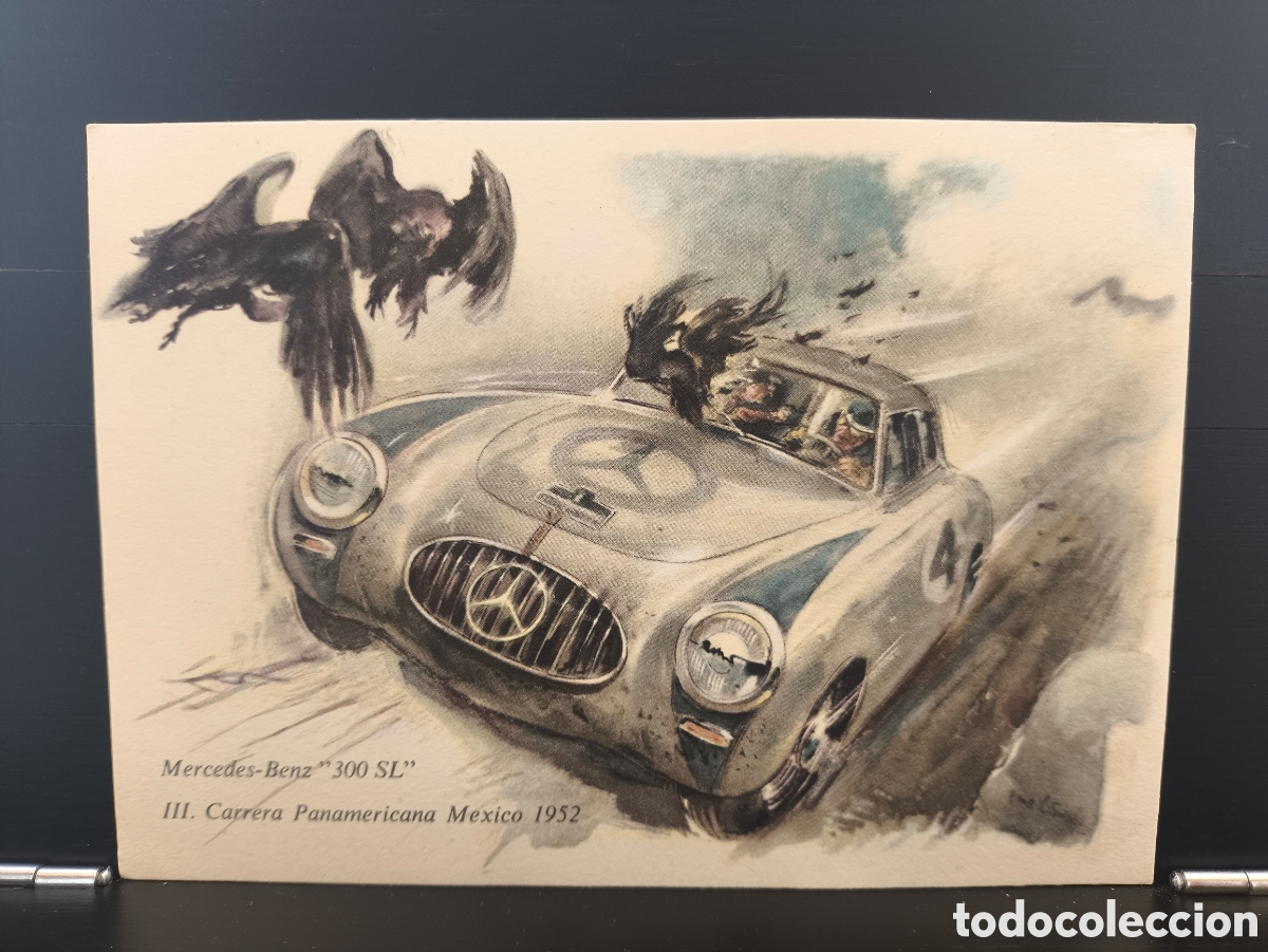 Postales: Antigua postal ilustrada publicidad Mercedes Benz 300 SL 300SL ilustrador Hans Liska