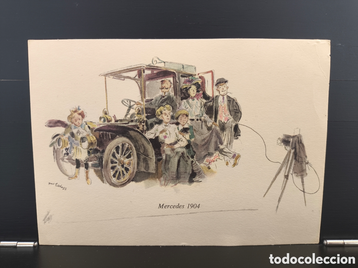 Postales: Antigua postal ilustrada publicidad Mercedes Benz 1904 ilustrador Hans Liska