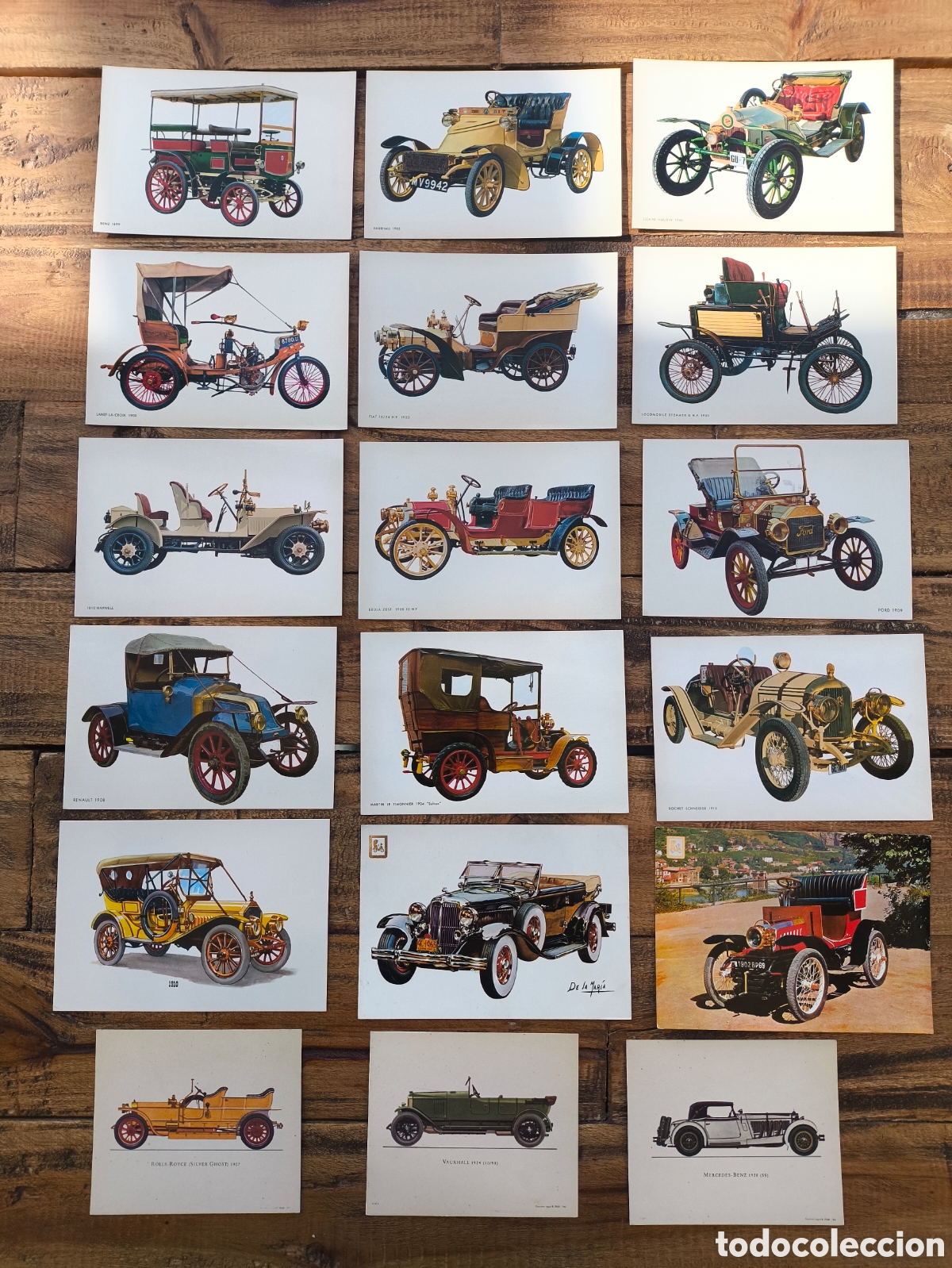 Postales: Lote postales fotogr&aacute;ficas ilustradas antiguos coches de &eacute;poca principios siglo XX