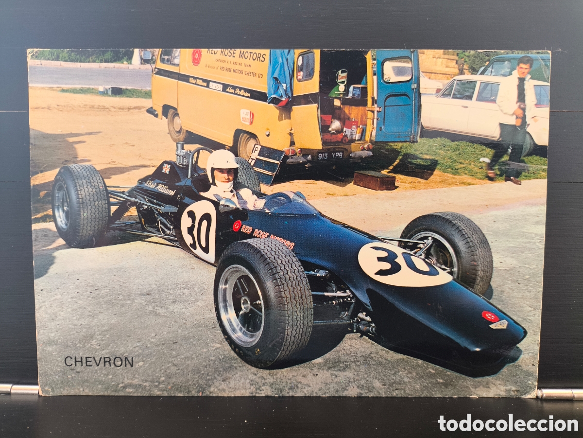 Postales: Antigua postal coche carreras Chevron automovilismo F&oacute;rmula 3 piloto Chris Williams Montjuich 1968