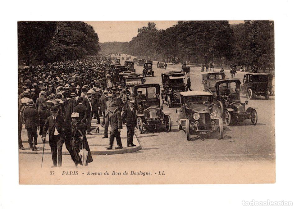 Postales: PAR&Iacute;S.- AVENIDA DEL BOSQUE DE BOULOGNE. CONCENTRACI&Oacute;N DE VEH&Iacute;CULOS.