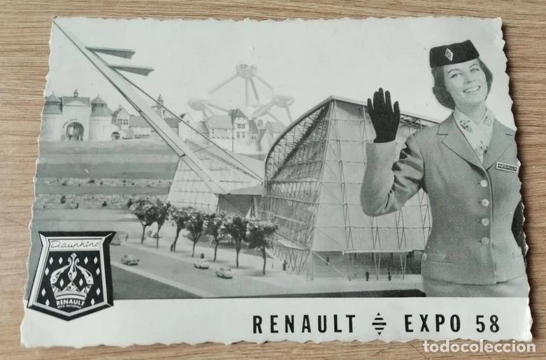 Postales: Exposici&oacute;n Universal A&ntilde;o 1958 B&eacute;lgica. Recepci&oacute;n Coches Renault. Rara y antigua postal.