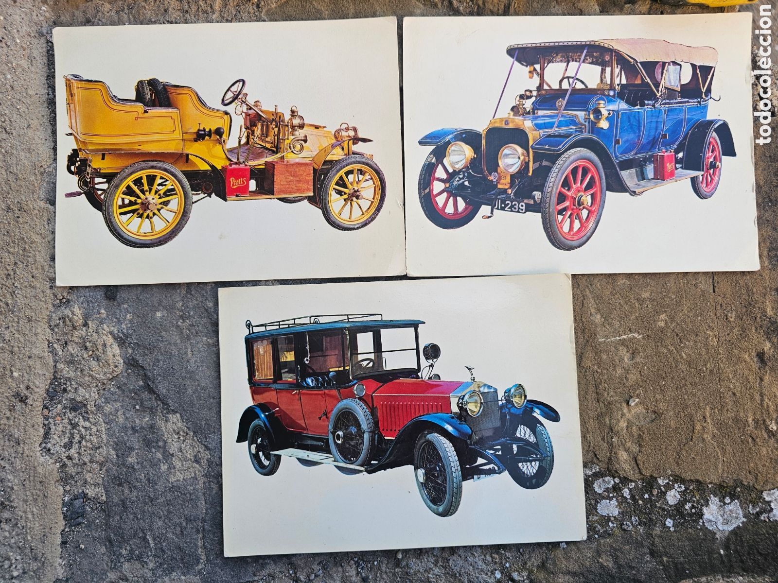 Postales: ​Lote de 3 Postales Grandes Vintage - Colecci&oacute;n Coches Antiguos (Vauxhall y Rolls Royce)