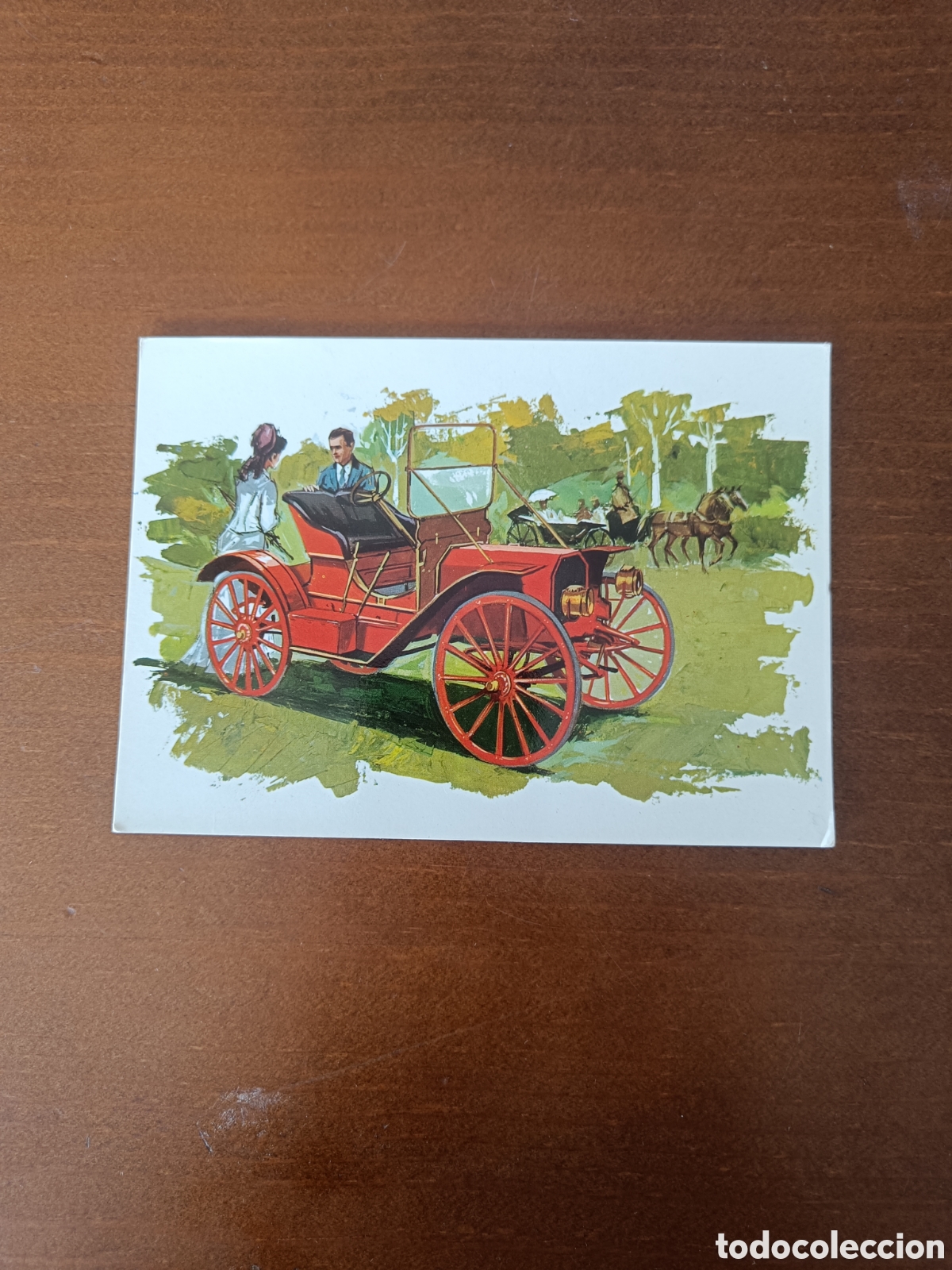 Postales: Postal vintage con dibujo de coche antiguo