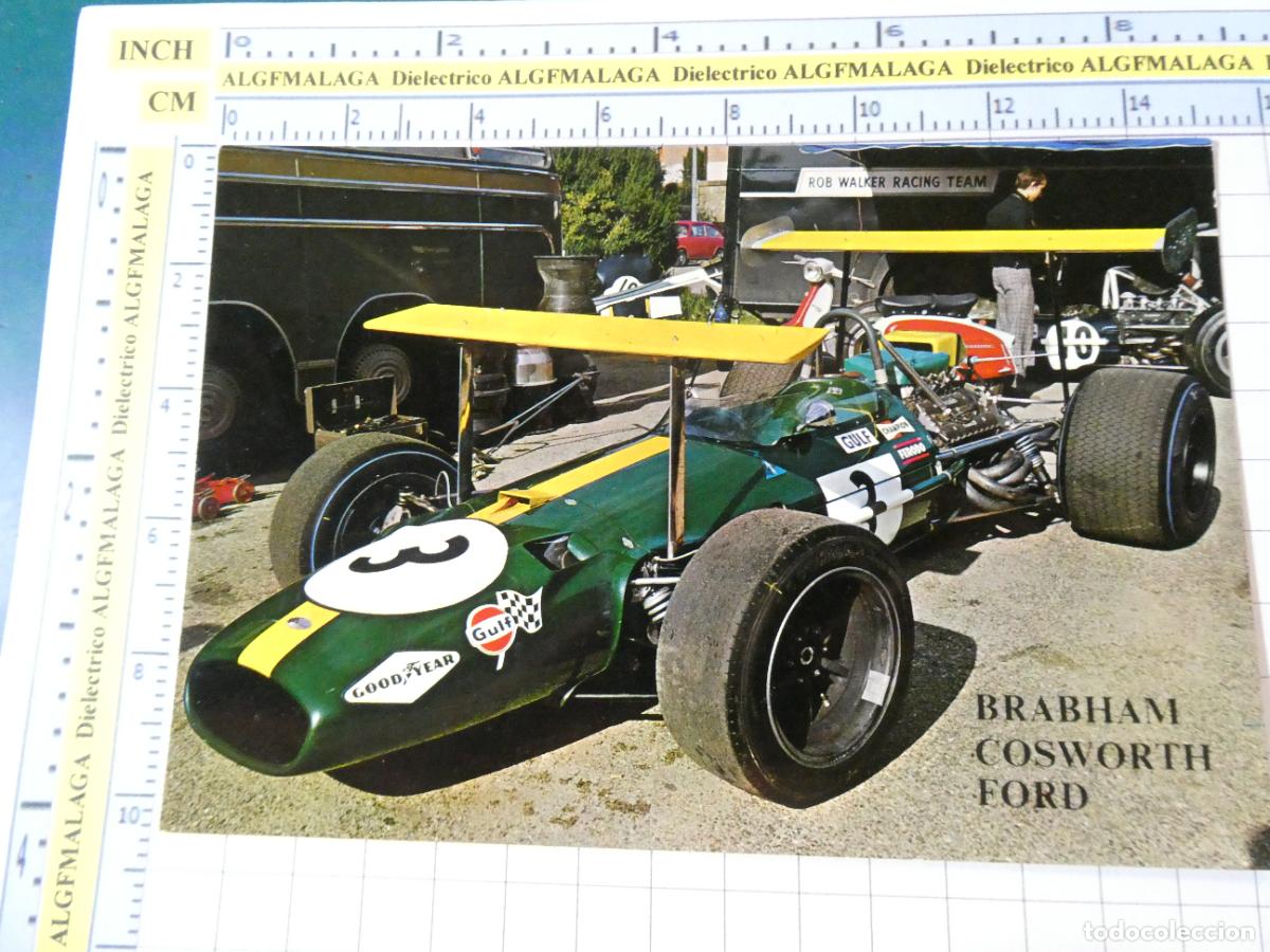 Postales: POSTAL DE COCHES. A&Ntilde;O 1969. F&Oacute;RMULA 1 CIRCUITO MONTJUICH BRABHAM COSWORTH FORD. 3935