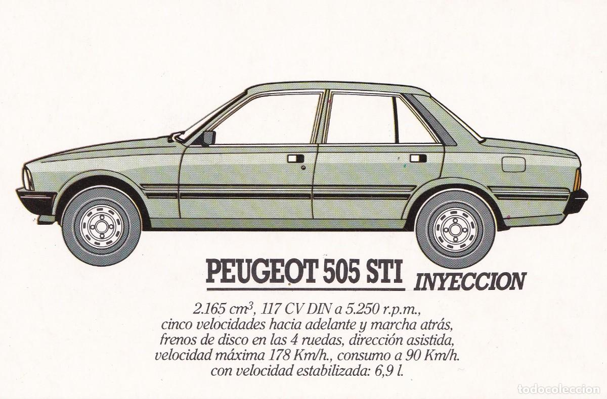 Postales: Peugeot 505 STI Inyecci&oacute;n. Antigua postal promocional publicitaria de Citro&euml;n Hisp&aacute;nica S.A.
