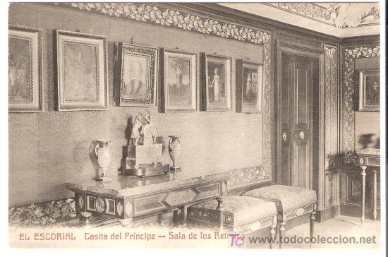Postcards: TARJETA POSTAL DE EL ESCORIAL CASITA DEL PRINCIPE--SALA DE LOS RETRATOS HOTEL MIRANDA.-ESCORIAL