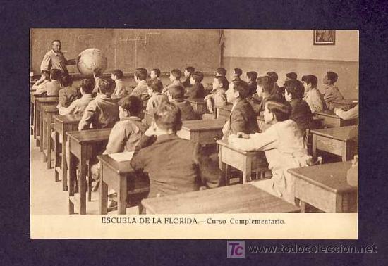 Postales: Postal de MADRID: Escuela de la Florida: Curso complementario. Clase - Foto 1