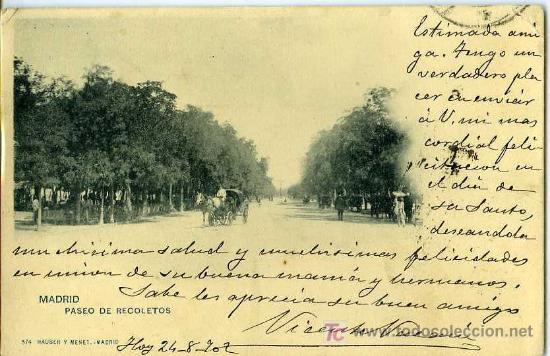 Postales: POSTAL MADRID PASEO DE RECOLETOS - Foto 1