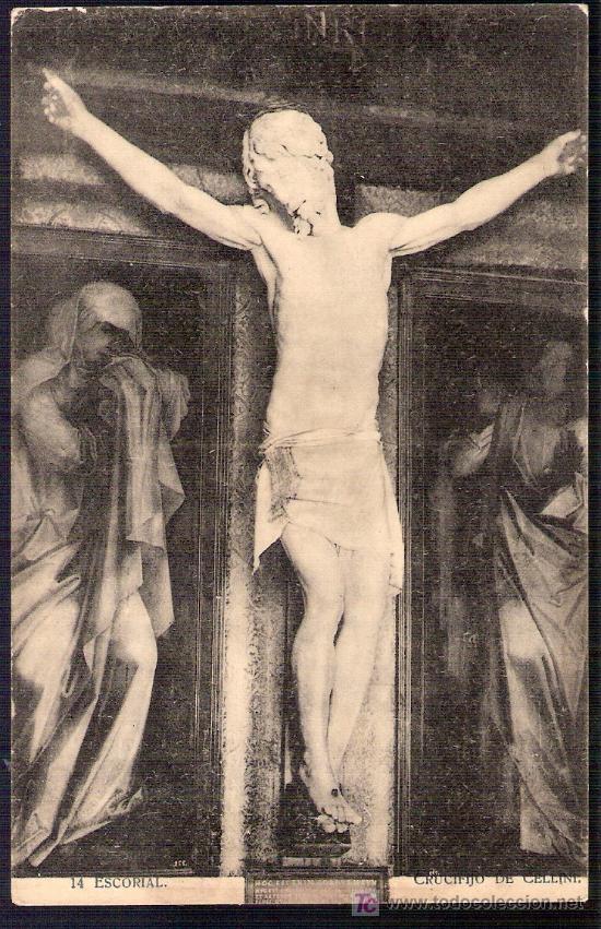Postais: TARJETA POSTAL DE EL ESCORIAL. &ordm;14. CRUCIFIJO DE CELLINI. HOTEL MIRANDA - ESCORIAL. FOT, LACOSTE-.