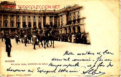 Cartoline: TARJETA POSTAL DE MADIRD N&ordm;765.-PALACIO REAL CARROZA DE GALA-.