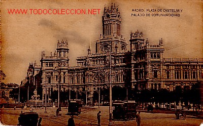 Cartoline: TARJETA POSTAL DE MADRID.-PLAZA DE CASTELAR Y PALACIO DE  COMINICACIONES-.