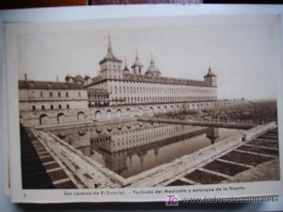 Postkarten: el escorial, fachada de mediodia,y estanque de la huerta