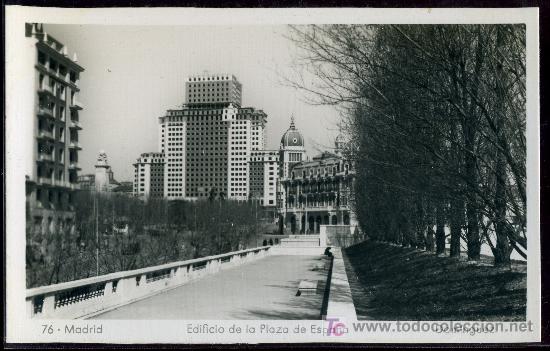 Postales: TARJETA POSTAL DE MADRID. N&ordm; 76. EDIFICIO DE LA PLAZA DE ESPA&Ntilde;A. DOMINGUEZ - Foto 1