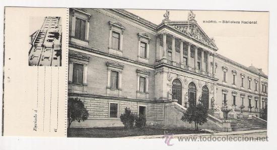 Postais: 5155 - ANTIGUA POSTAL CON ACUSE DE ENVIO - BIBLIOTECA NACIONAL - MADRID-FOTOGRAF&Iacute;A LACOSTE