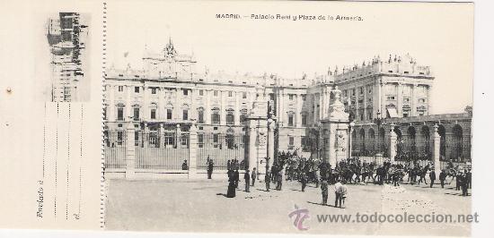 Postales: 5163 - ANTIGUA POSTAL CON ACUSE DE ENVIO - PALACIO REAL Y PZA. DE LA AM&Eacute;RICA-FOTOGRAF&Iacute;A LACOSTE