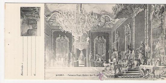Postales: 5172 ANTIGUA POSTAL CON ACUSE DE ENVIO - PALACIO REAL - SAL&Oacute;N DEL TRONO-MADRID-FOTOGRAF&Iacute;A LACOSTE