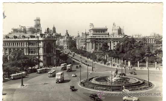 Postkarten: MADRID.LA CIBELES Y LA CALLE ALCALA. A&Ntilde;O 1955. EDC. DOMINGUEZ.