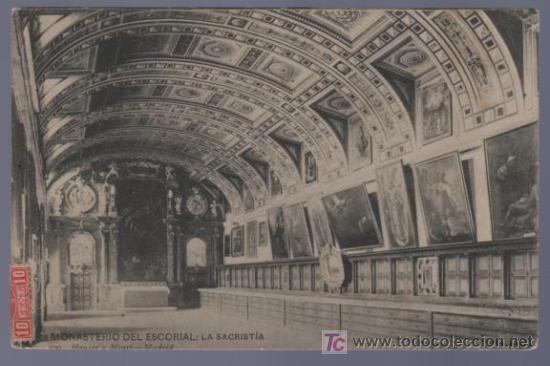 Cartoline: TARJETA POSTAL DEL MONASTERIO DEL ESCORIAL. LA SACRISTIA. HAUSER Y MENET.