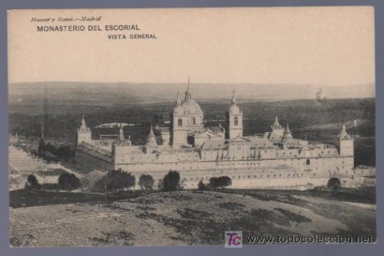 Cartoline: TARJETA POSTAL DEL MONASTERIO DEL ESCORIAL. VISTA GENERAL. HAUSER Y MENET.