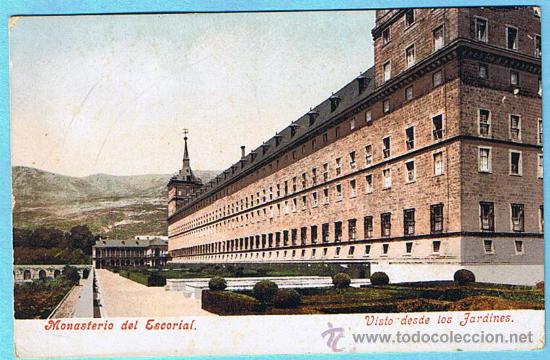 Postales: MONASTERIO DEL ESCORIAL. VISTO DESDE LOS JARDINES. 3714. PURGER & CO. M&Uuml;NCHEN.