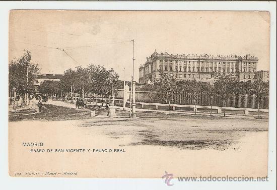 Postales: MADRID. - PASEO DE SAN VICENTE Y PALACIO REAL 704. HAUSER Y MENET
