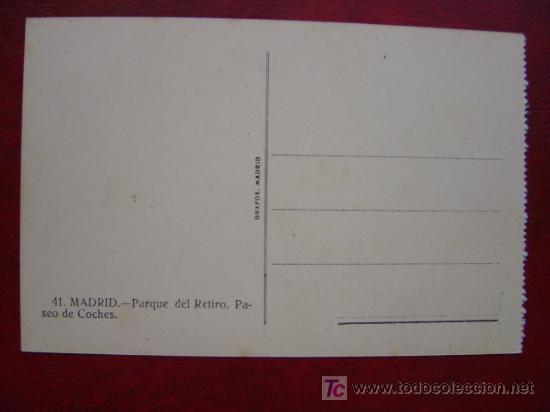 Postales: MADRID, PARQUE DEL RETIRO, PASEO DE COCHES - Foto 2