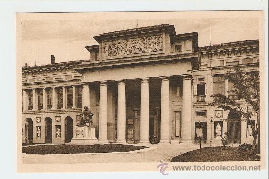 Postales: Madrid - Museo del Prado y Est&aacute;tua de Vel&aacute;zquez