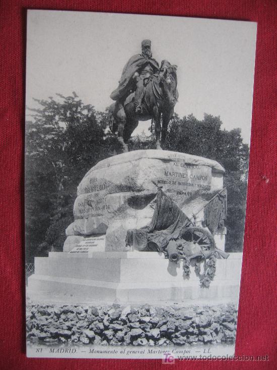 Postales: MADRID - MONUMENTO GENERAL MARTINEZ CAMPOS - Foto 1